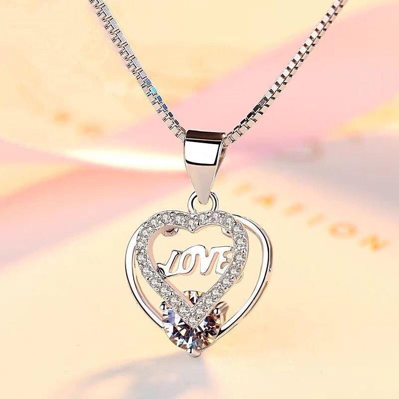 Love love heart pendant girl student simple heart-shaped clavicle necklace creative jewelry