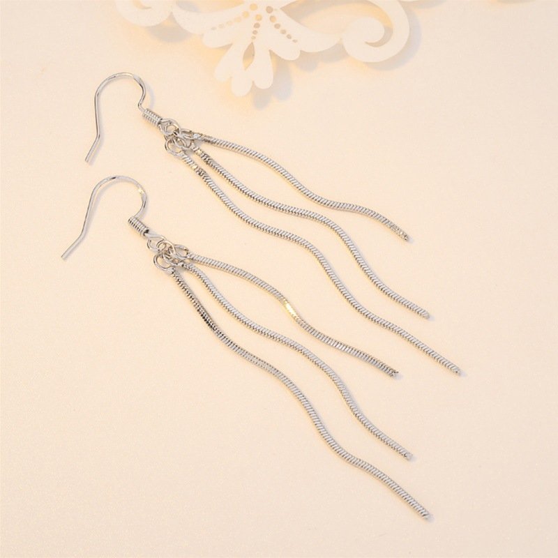 Three-line tassel earrings women long tassel ear line sweet earrings simple trendy earrings jewelry