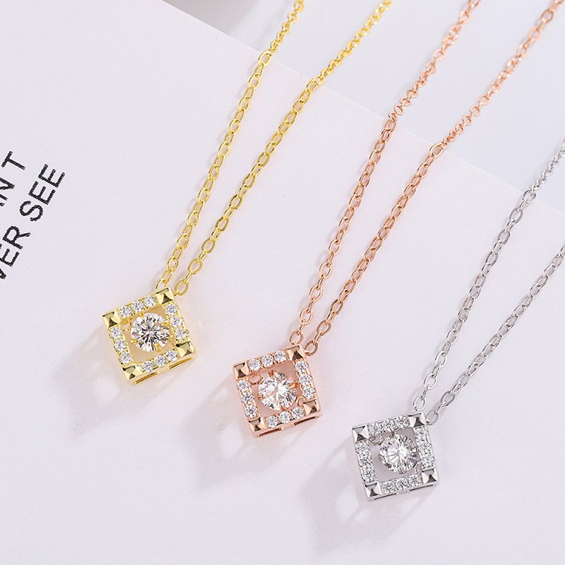 Creative S999 Sterling Silver Smart Crown Necklace Female Beating Heart Geometric Pendant Fashion All-match Necklace