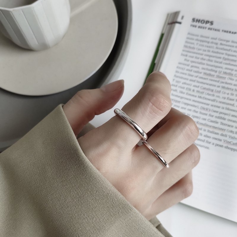 Heavy Industry Line Ring S925 Sterling Silver Simple Glossy Simple Line Thin Ring Ring Ring